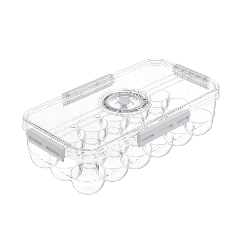 วางถังเก็บไข่ 18 ปอนด์ที่วางซ้อนกันได้พร้อมฝาติดตามเวลา 